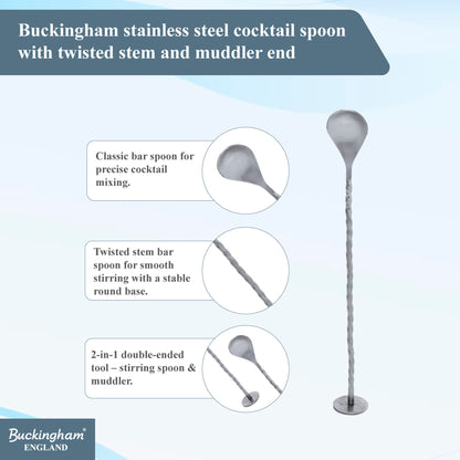 Buckingham Stainless Steel Spoon Cocktail Bar 26 cm