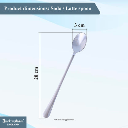 Buckingham Stainless Steel Spoons Set of 4  Iced tea Spoons Long Handle 20 cm
