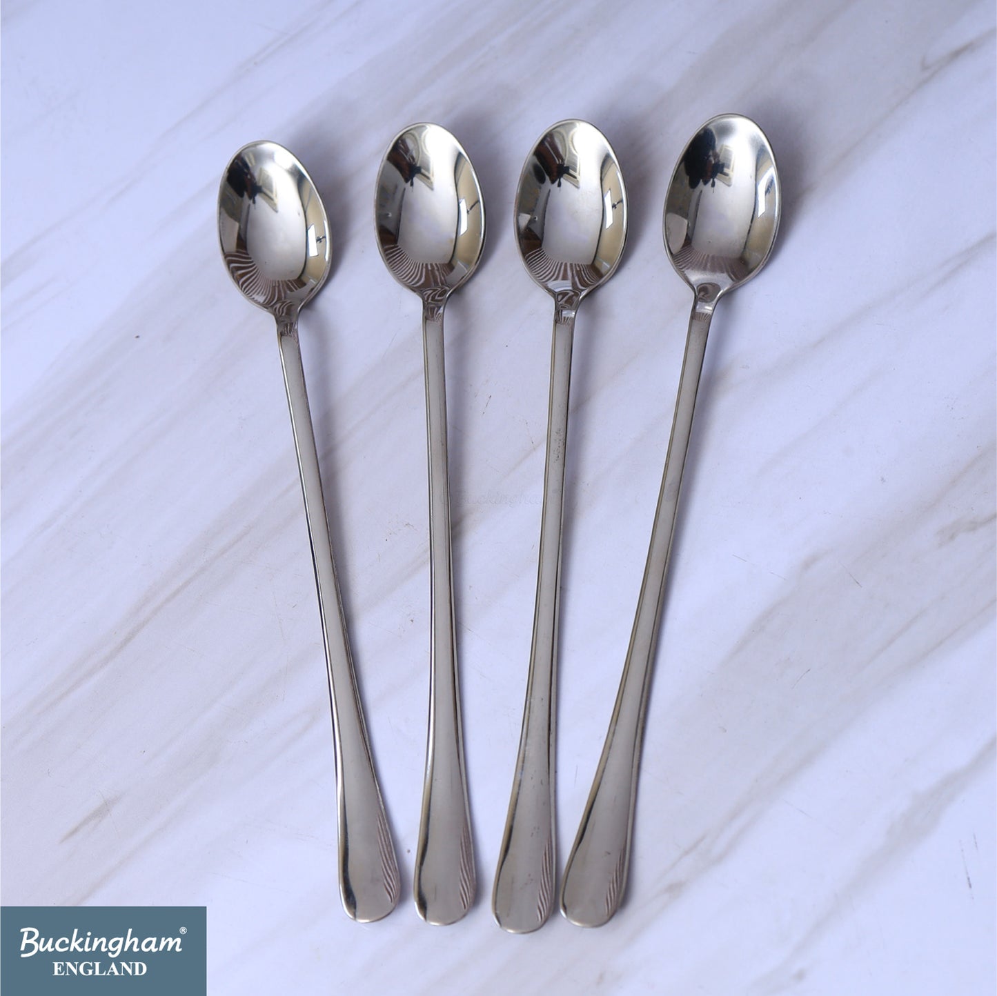 Buckingham Stainless Steel Spoons Set of 4  Iced tea Spoons Long Handle 20 cm