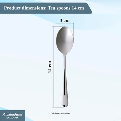 Buckingham Teaspoons Set of 6 Stainless Steel Dessert Spoons