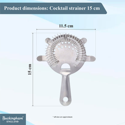 Buckingham Stainless Steel 4 Prong Hawthorne Cocktail Strainer 15 cm