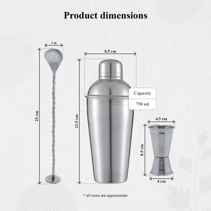 Buckingham 3 Piece Stainless Steel Bar Set (25 / 50 ml)