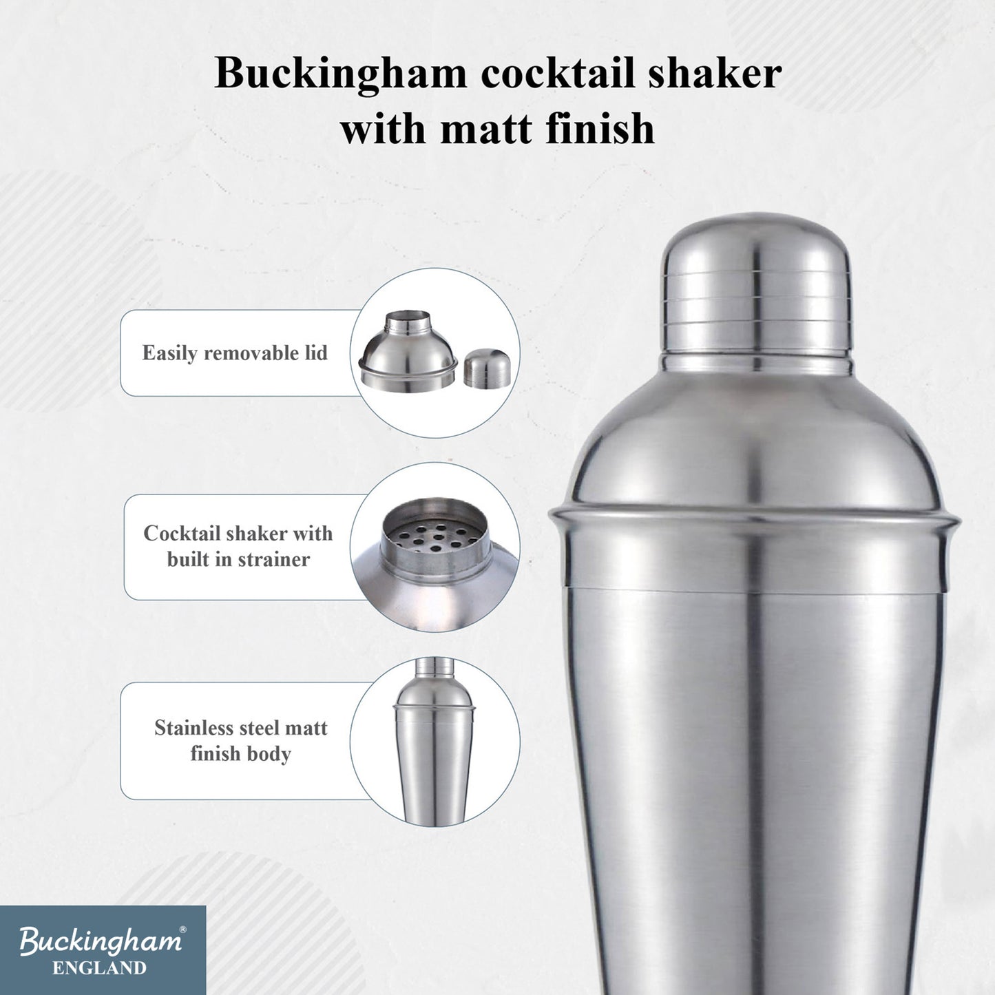 Buckingham 3 Piece Stainless Steel Bar Set (25 / 50 ml)