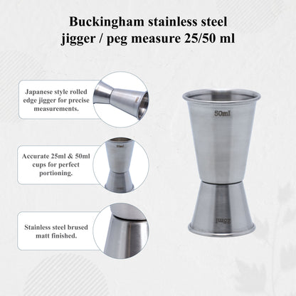 Buckingham 3 Piece Stainless Steel Bar Set (25 / 50 ml)