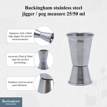 Buckingham 3 Piece Stainless Steel Bar Set (25 / 50 ml)