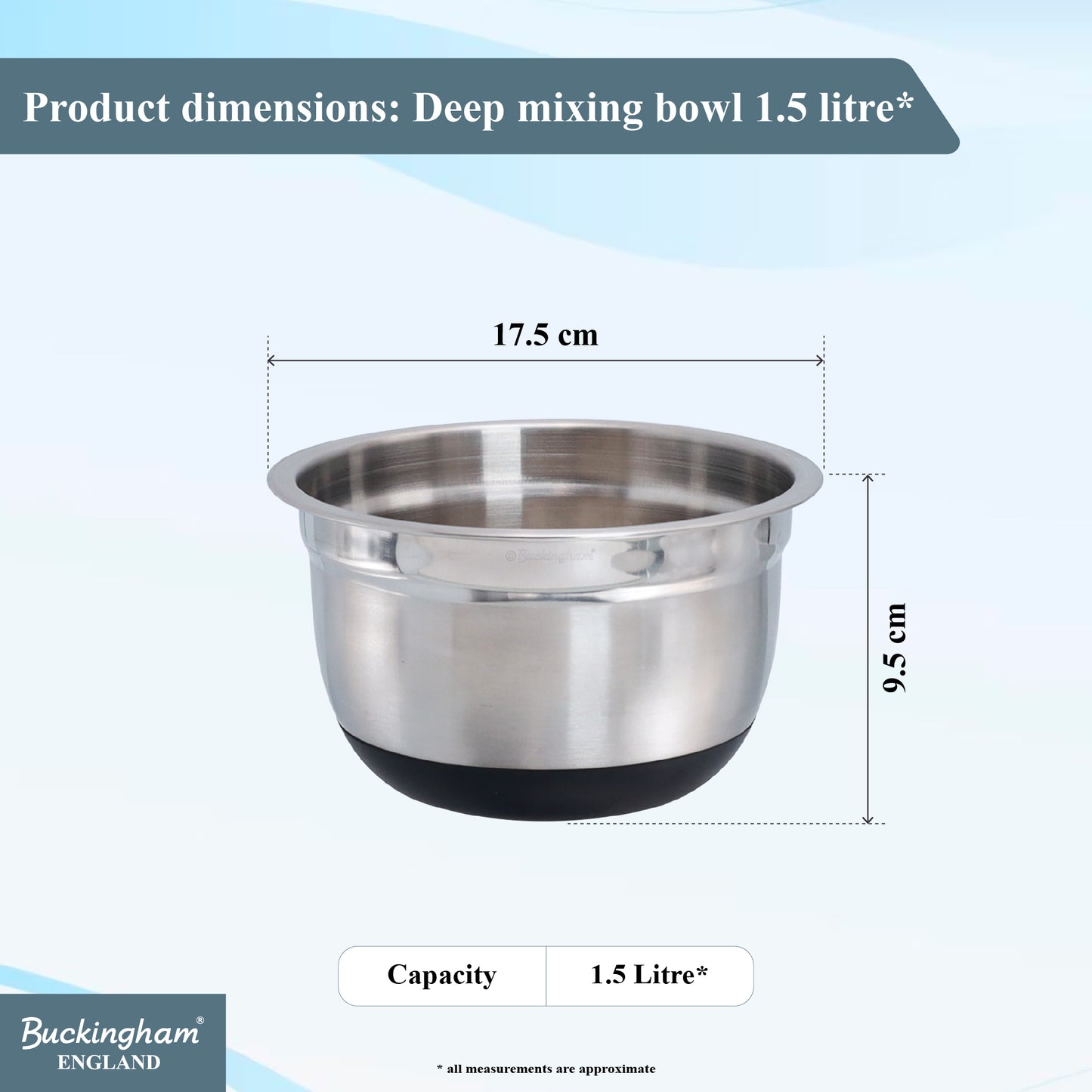 Buckingham Deep salad / mixing bowl with black silicone cladding