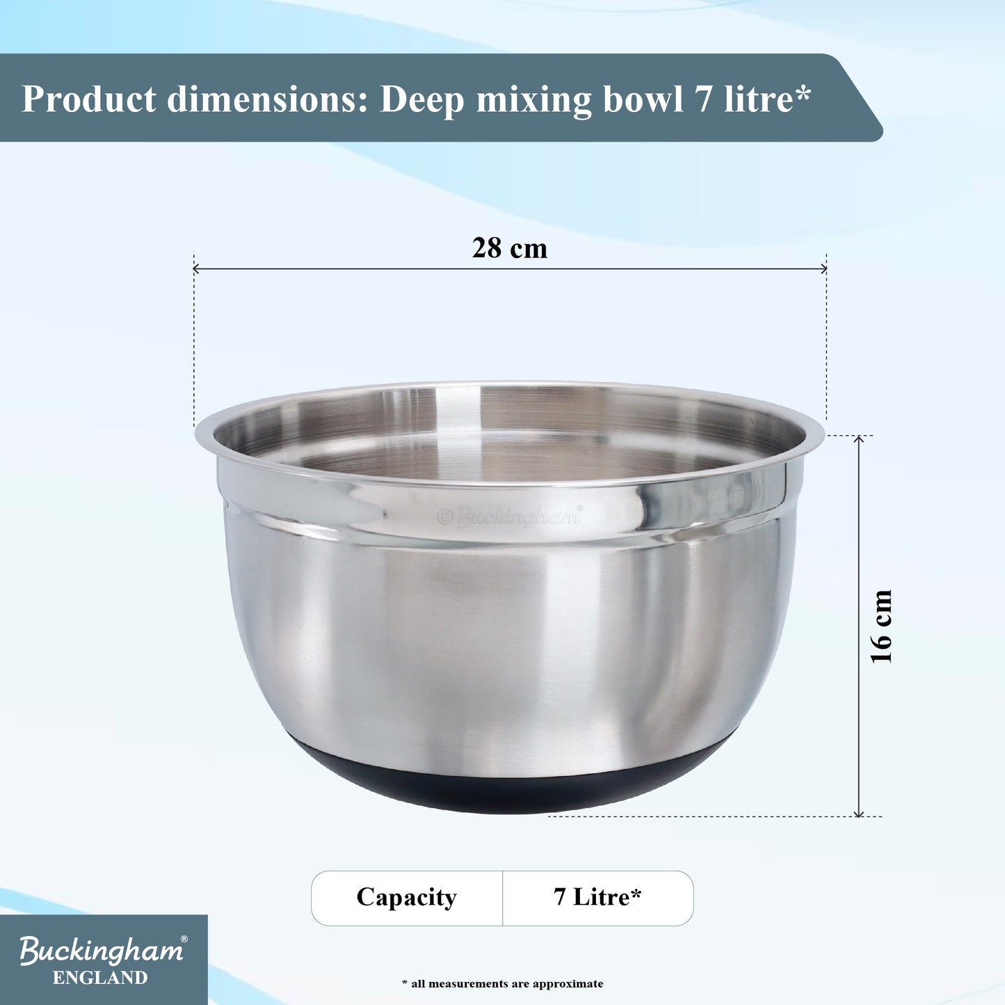 Buckingham Deep salad / mixing bowl with black silicone cladding