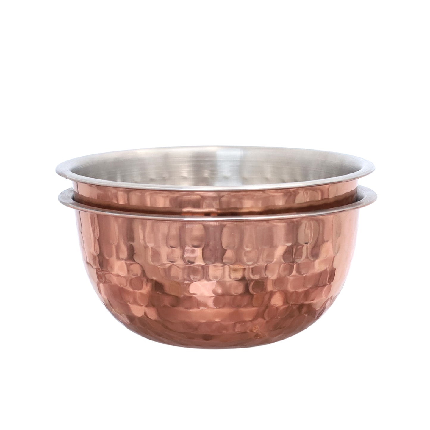 Buckingham Pack of 2 Mixing Bowls Stainless Steel with Hammered Copper Finish 0.7 L 14 cm