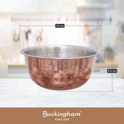 Buckingham Stainless Steel Mixing Bowl Elegant Hammered Copper Finish