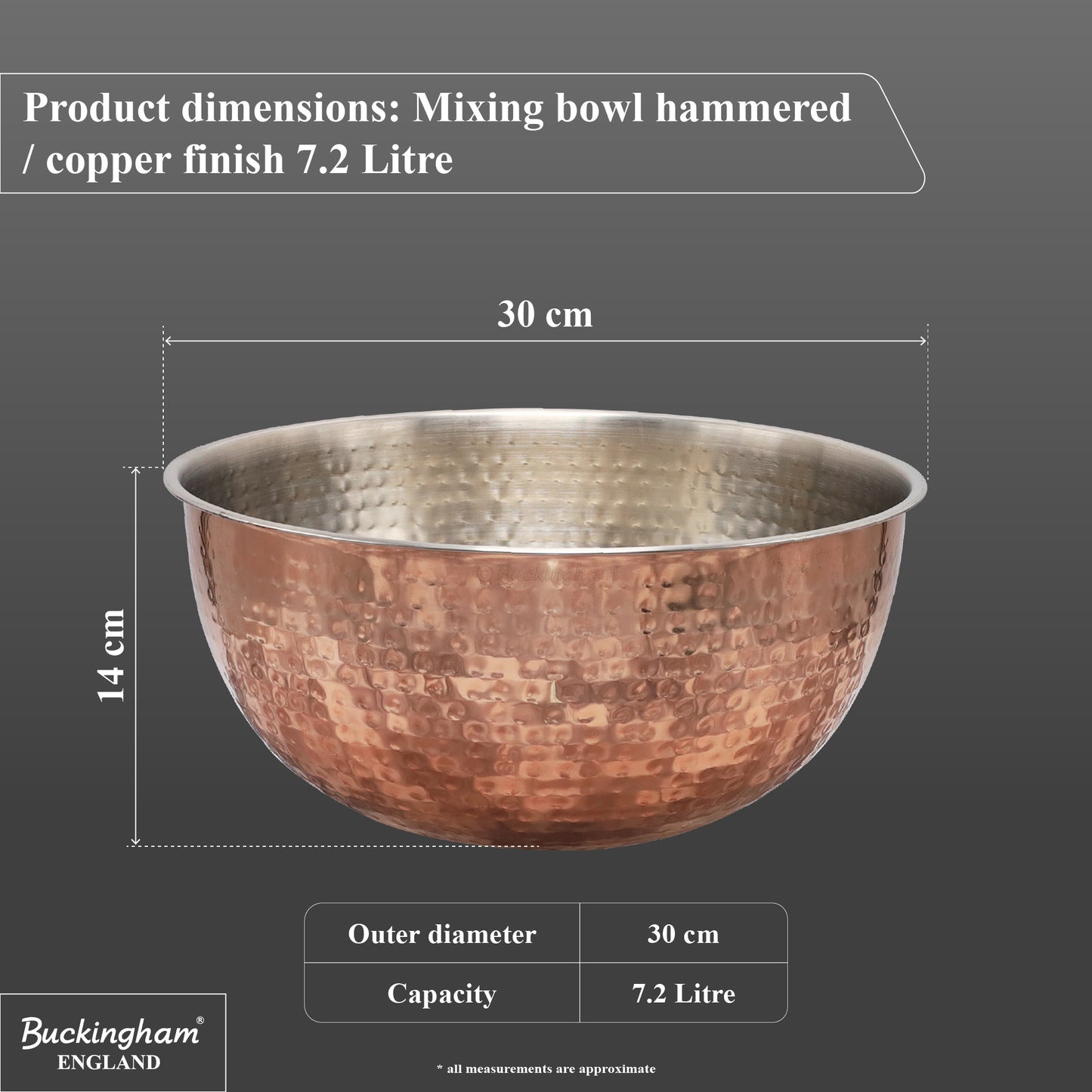 Buckingham Stainless Steel Copper Mixing Bowl for Baking