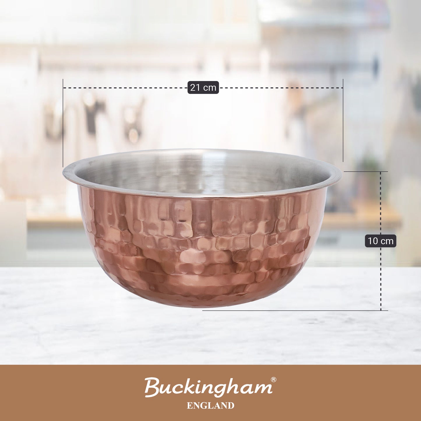 Buckingham Stainless Steel Mixing Bowl Elegant Hammered Copper Finish