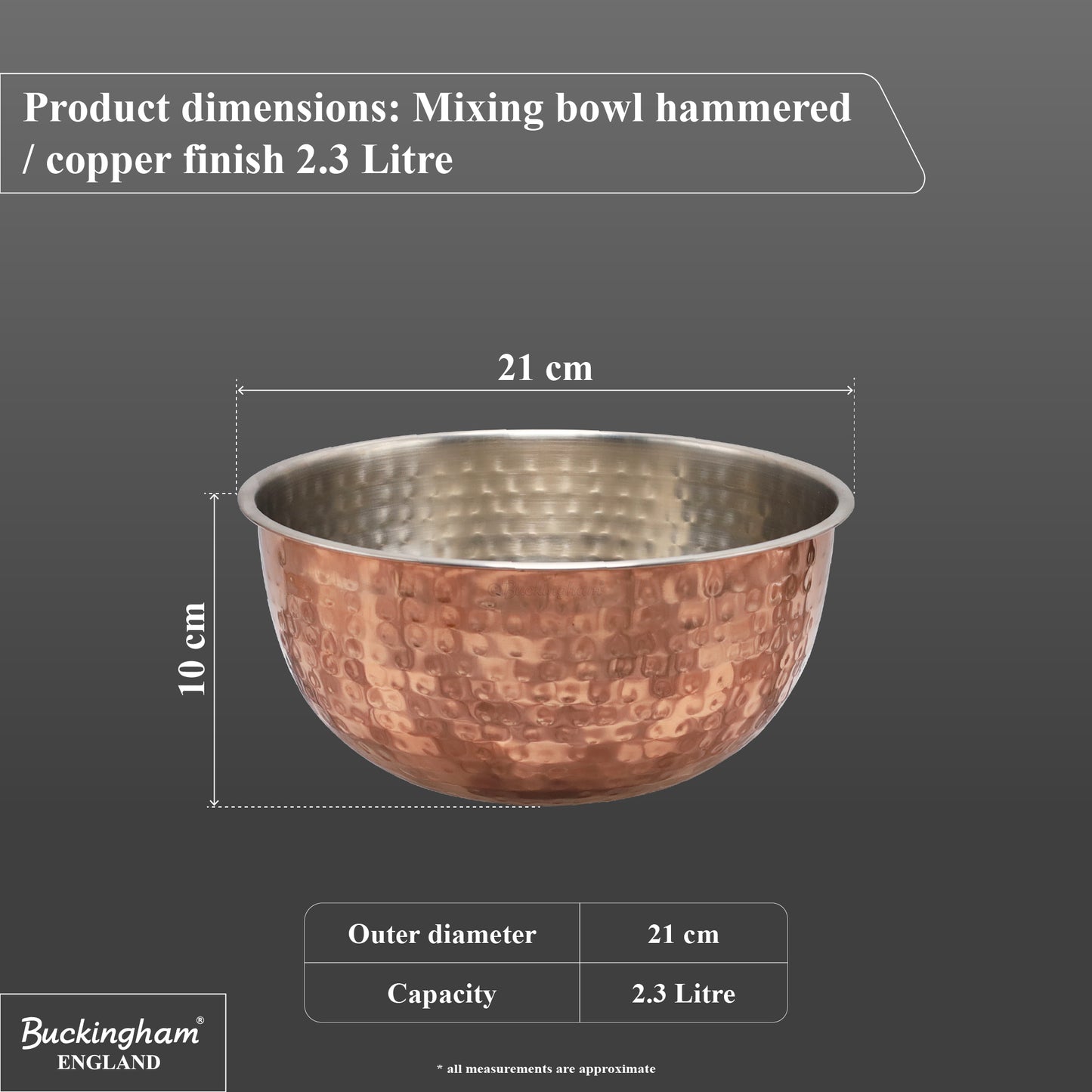Buckingham Stainless Steel Copper Mixing Bowl for Baking