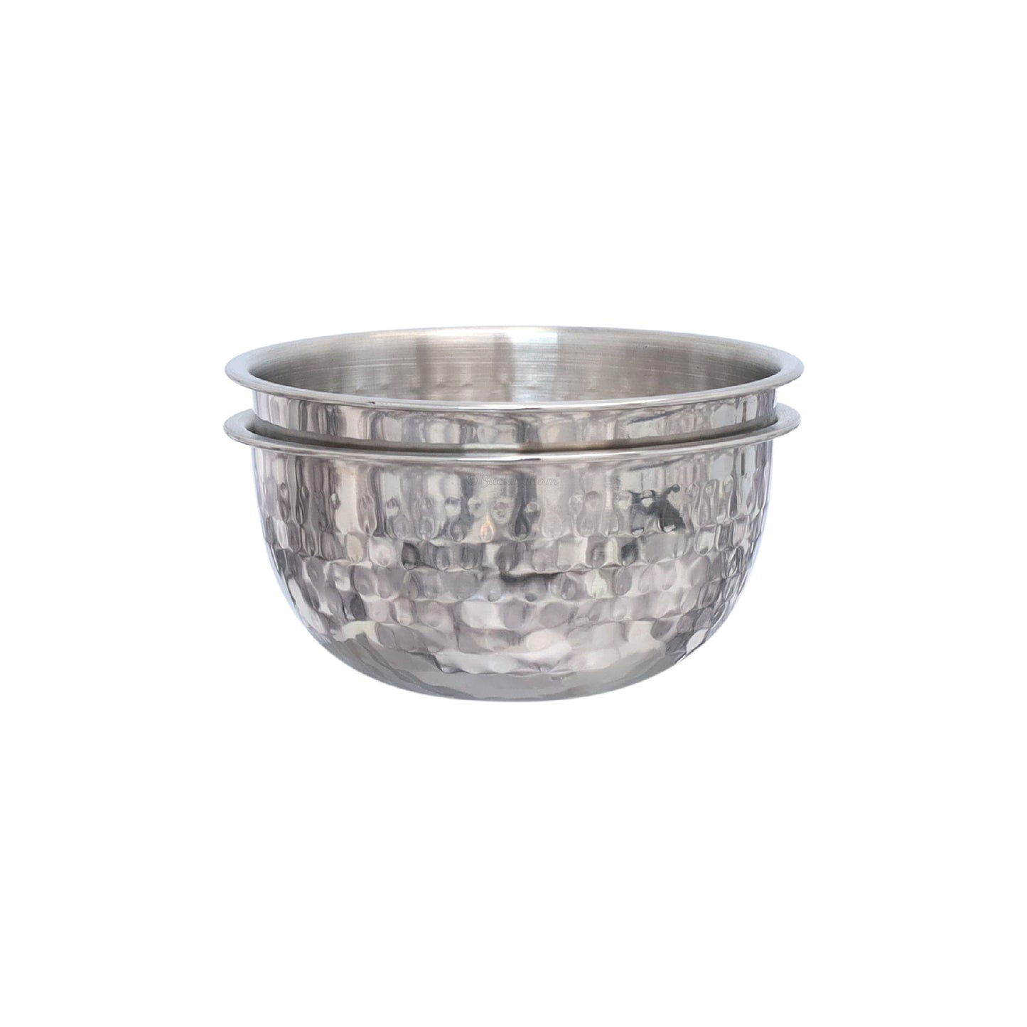 Buckingham Pack of 2 Salad Mixing Bowls Stainless Steel Bowls with Hammered Effect 0.7 L 14 cm