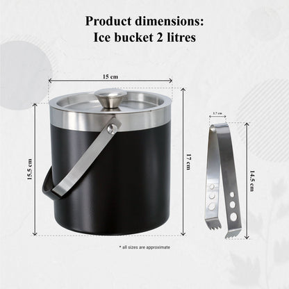Buckingham Stainless Steel Double Wall Ice Bucket with Tong 1.75 L