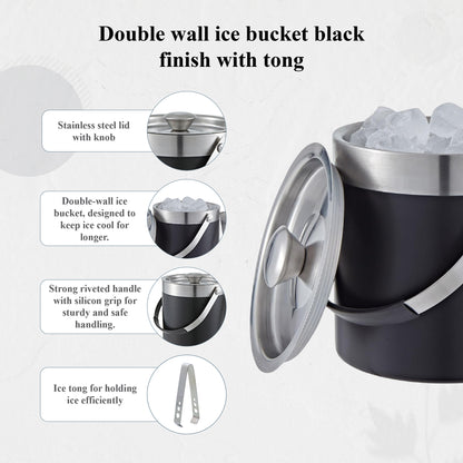 Buckingham Stainless Steel Double Wall Ice Bucket with Tong 1.75 L