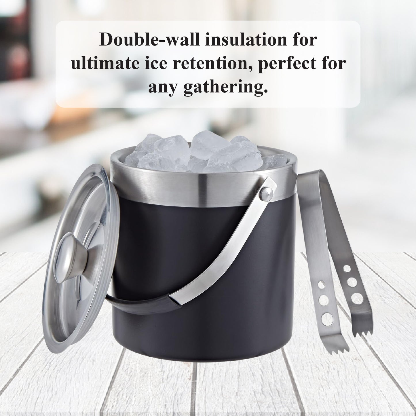 Buckingham Stainless Steel Double Wall Ice Bucket with Tong 1.75 L