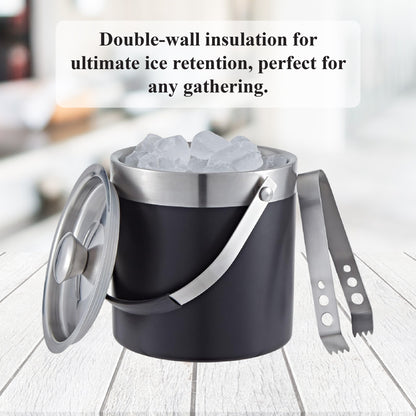 Buckingham Stainless Steel Double Wall Ice Bucket with Tong 1.75 L