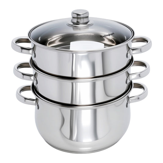 Buckingham Stainless Steel 3 Tier Steamer Set with Glass Lid