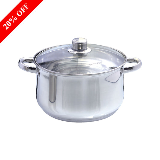 Buckingham Stainless Steel Casserole Pan with Tempered Glass Lid