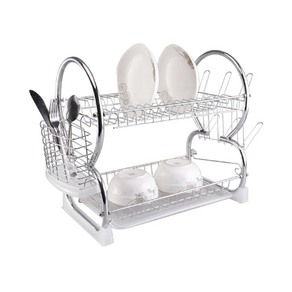 Buckingham 2 Tier Dish Drainer with Drip Removable Tray Chrome Plated