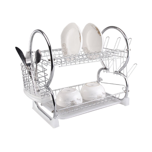 Buckingham 2 Tier Dish Drainer with Drip Removable Tray Chrome Plated