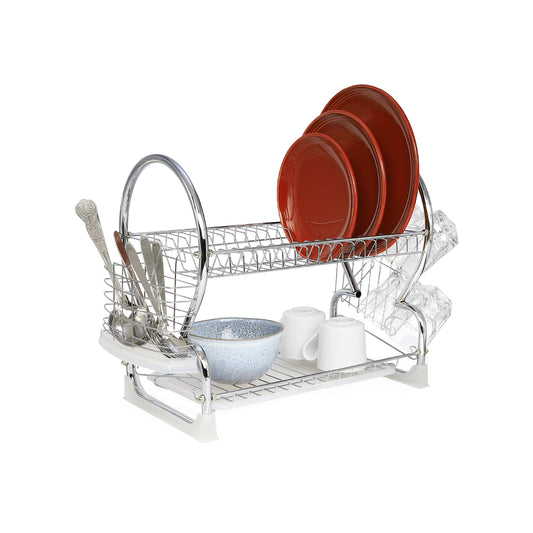 Buckingham 2 Tier Dish Drainer with Drip Removable Tray Chrome Plated