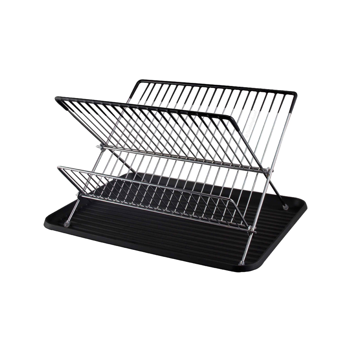 Buckingham Folding 2 Tier Dish Drainer Rack with Removable Drip Tray