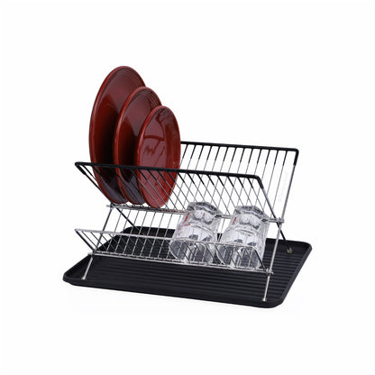Buckingham Folding 2 Tier Dish Drying Rack with Removable Drip Tray