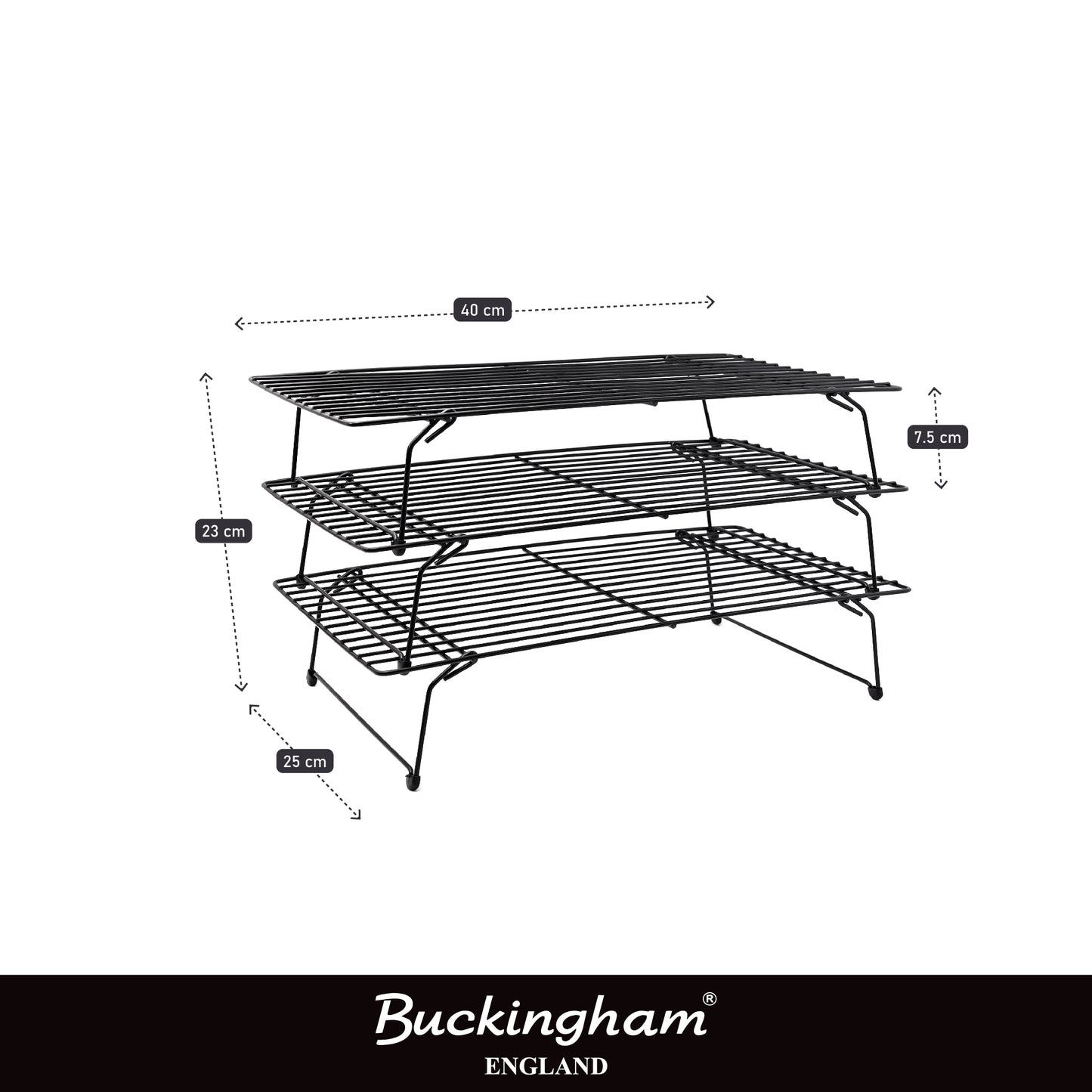 Buckingham Stackable Non-Stick 3 Tier Cooling Rack 40 cm