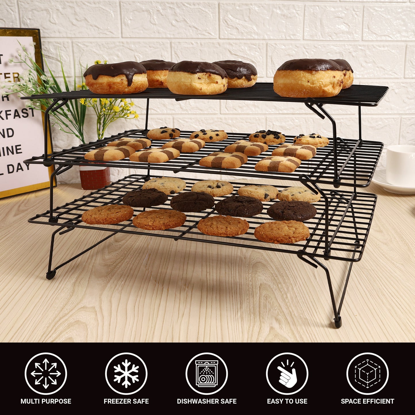 Buckingham Stackable Non-Stick 3 Tier Cooling Rack 40 cm