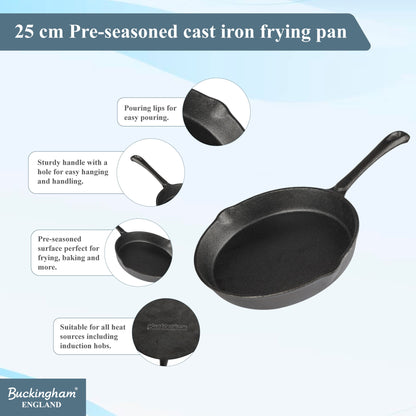 Buckingham Pre-Seasoned Cast Iron Frying Pan
