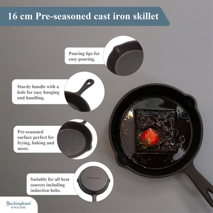 Buckingham Pre-seasoned Premium Cast Iron Skillet