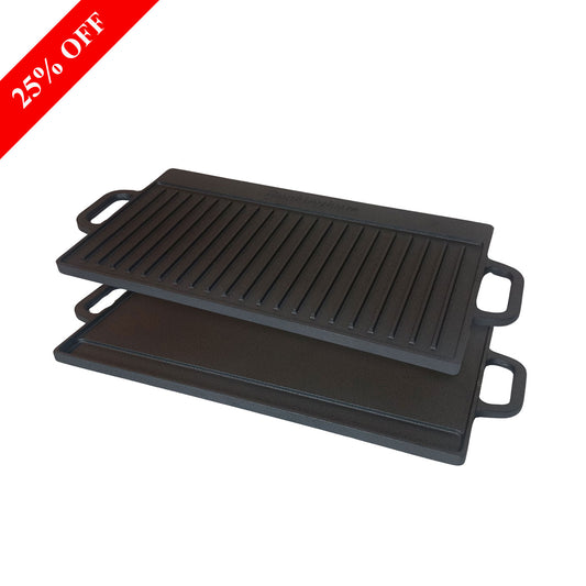 Buckingham Pre-Seasoned Cast Iron Reversible Grill Plate 50 cm