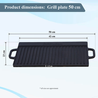Buckingham Pre-Seasoned Cast Iron Reversible Grill Plate 50 cm