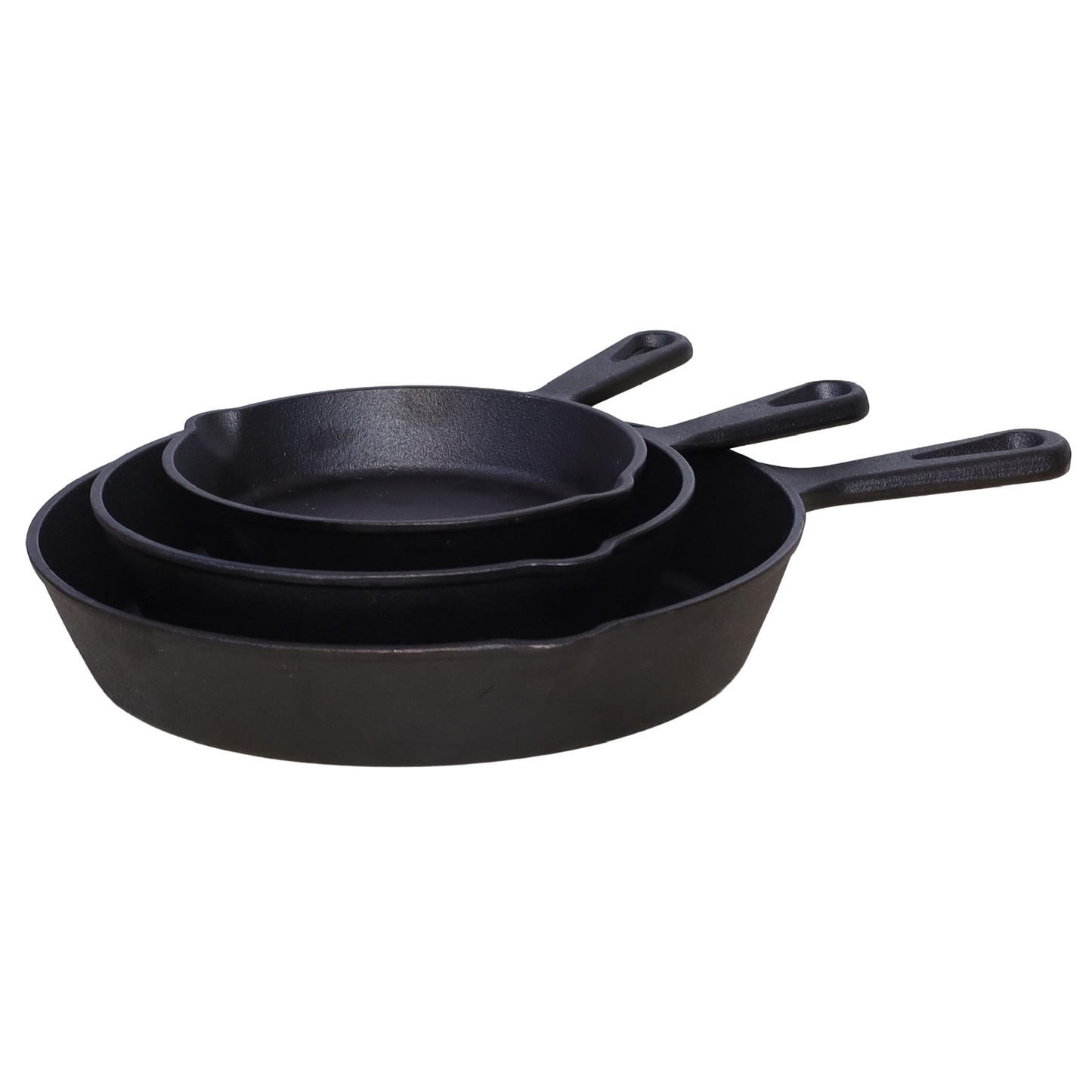Buckingham Pre-Seasoned Cast Iron Skillet Set of 3 Frying Pan 16 cm, 20 cm & 25 cm