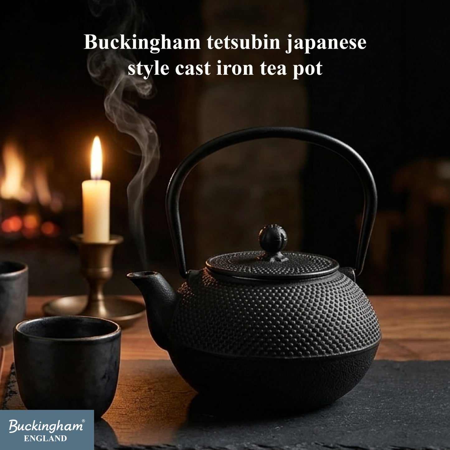 Buckingham Tetsubin Japanese Cast Iron Teapot Kettle with Hobnail Design