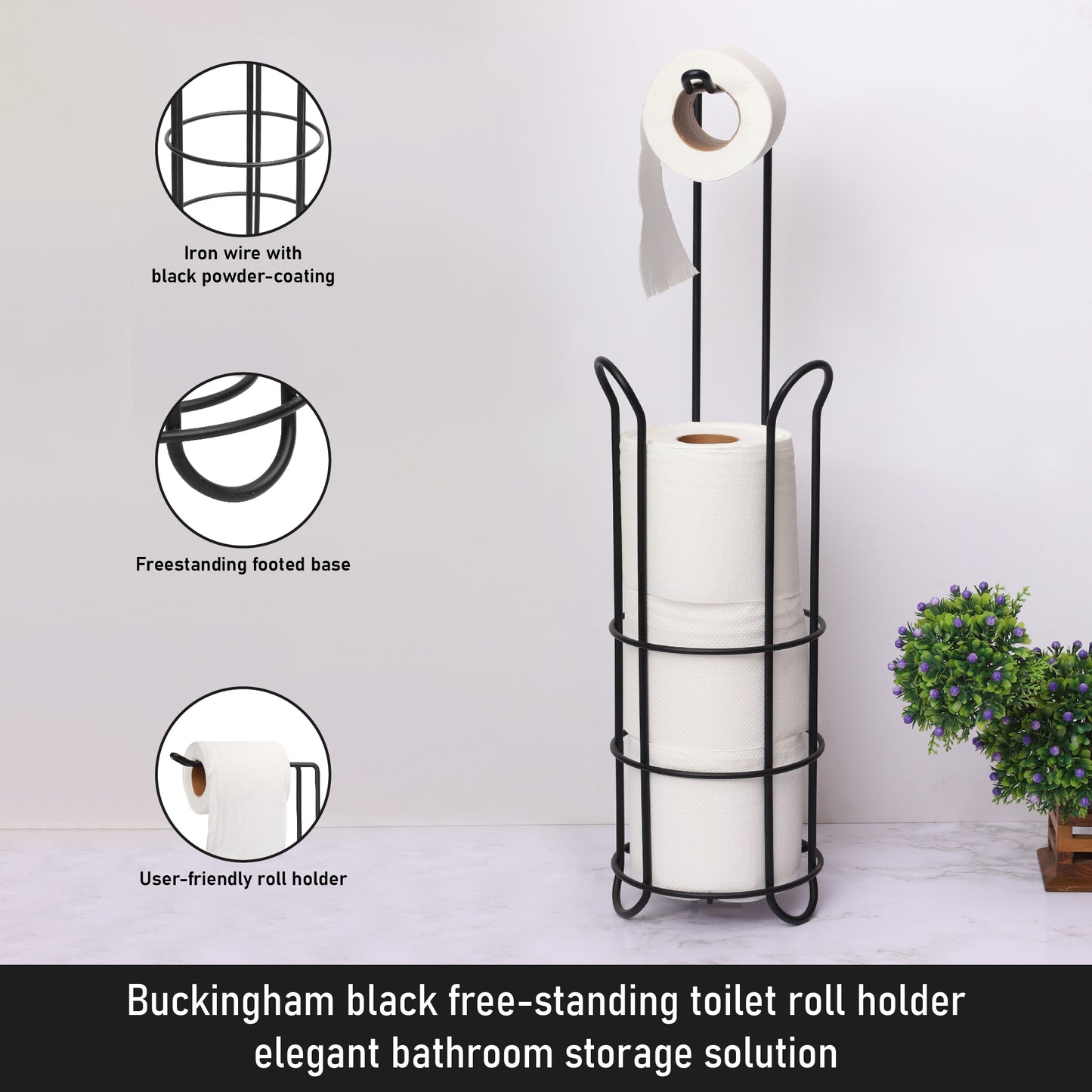 Buckingham Toilet Roll Holder Large Black
