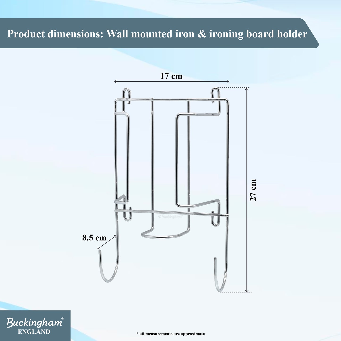 Buckingham Premium Ironing Board Holder Chrome Finished 25 cm