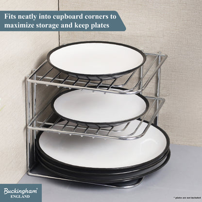 Buckingham 3 Tier Chrome Corner Plate Kitchen Metal, 22.5 cm