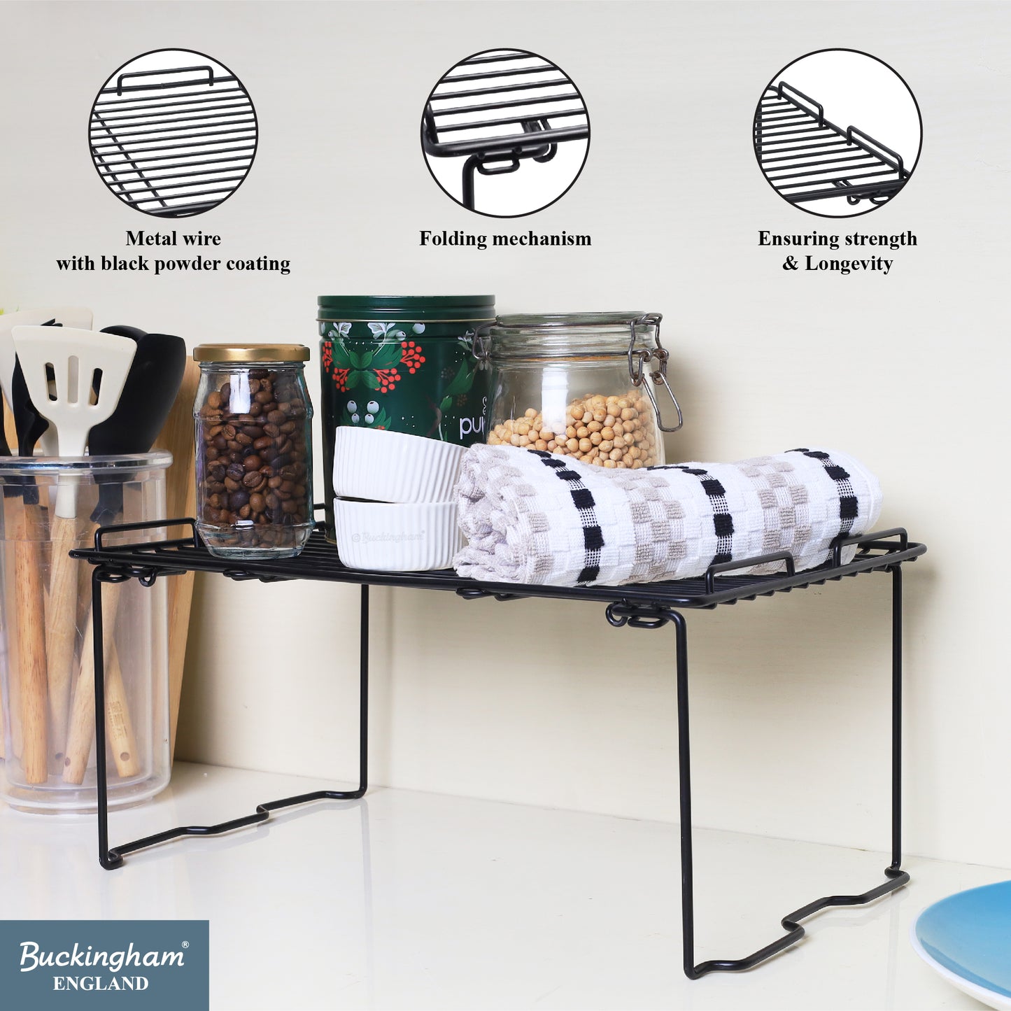Buckingham Freestanding Kitchen Folding Shelf Organiser