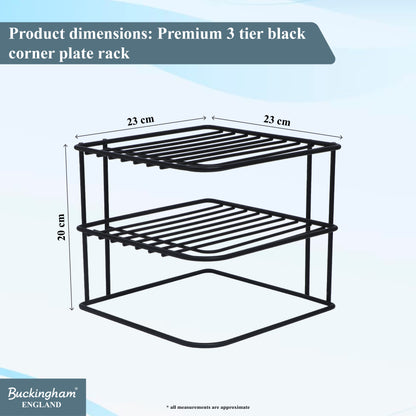 Buckingham 3 Tier Corner Plate Storage Rack 22.5 cm