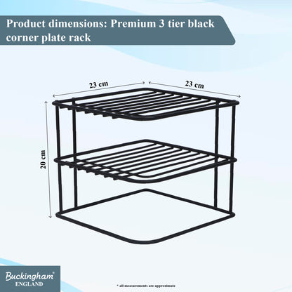 Buckingham 3 Tier Corner Plate Storage Rack 22.5 cm