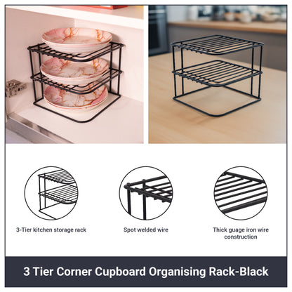 Buckingham 3 Tier Corner Plate Storage Rack 22.5 cm