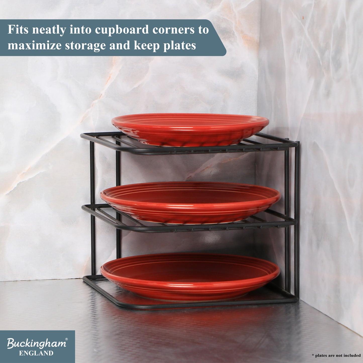 Buckingham 3 Tier Corner Plate Storage Rack 22.5 cm