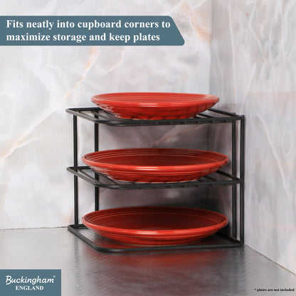 Buckingham 3 Tier Corner Plate Storage Rack 22.5 cm