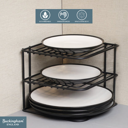 Buckingham 3 Tier Corner Plate Storage Rack 22.5 cm