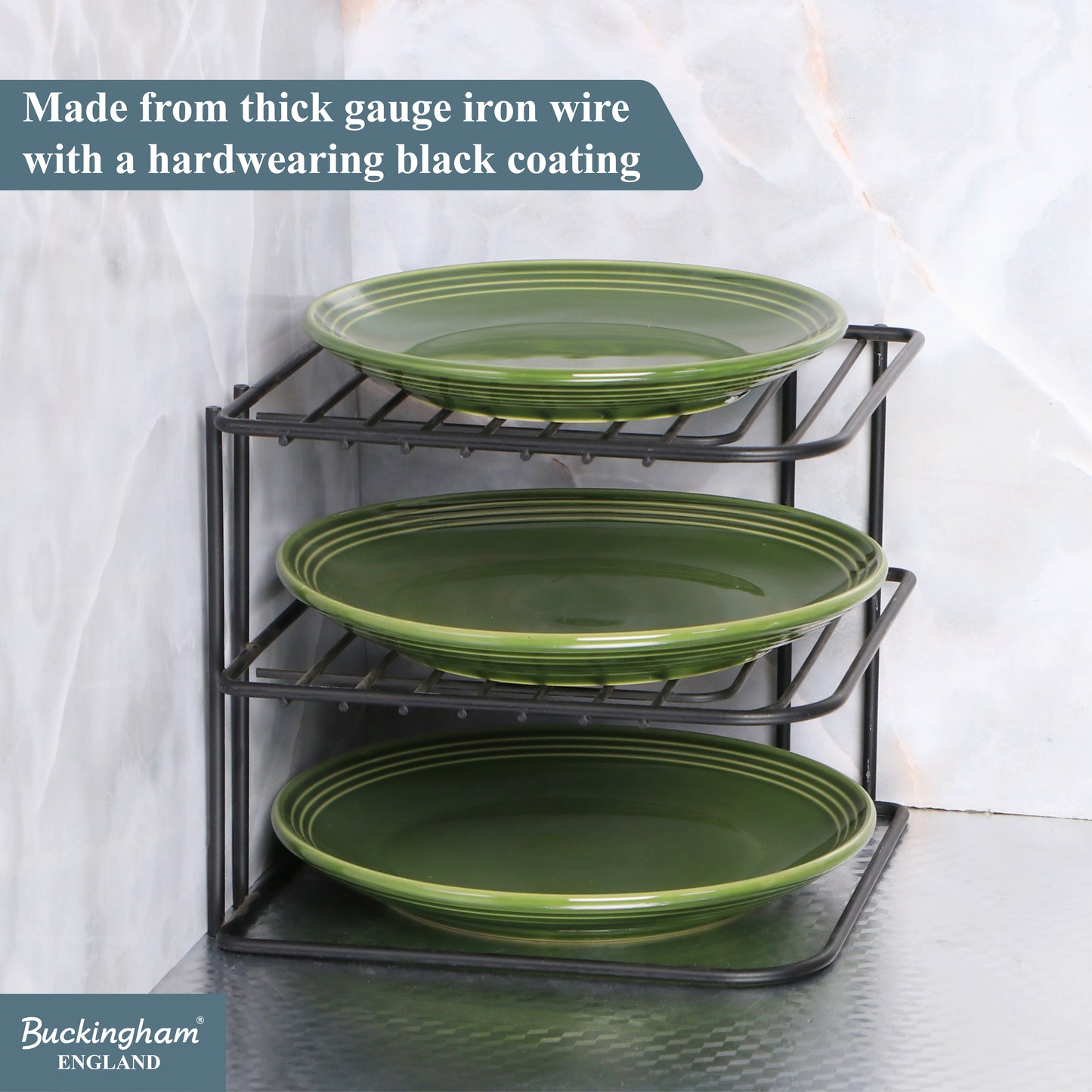 Buckingham 3 Tier Corner Plate Storage Rack 22.5 cm