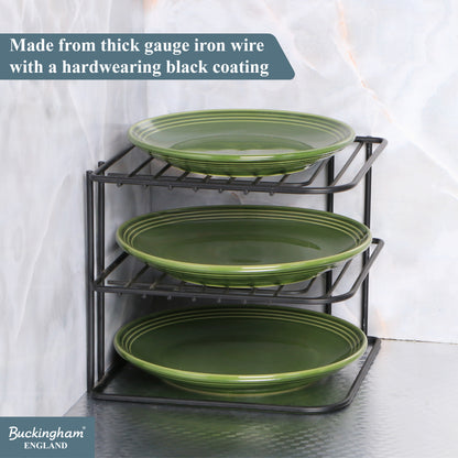 Buckingham 3 Tier Corner Plate Storage Rack 22.5 cm