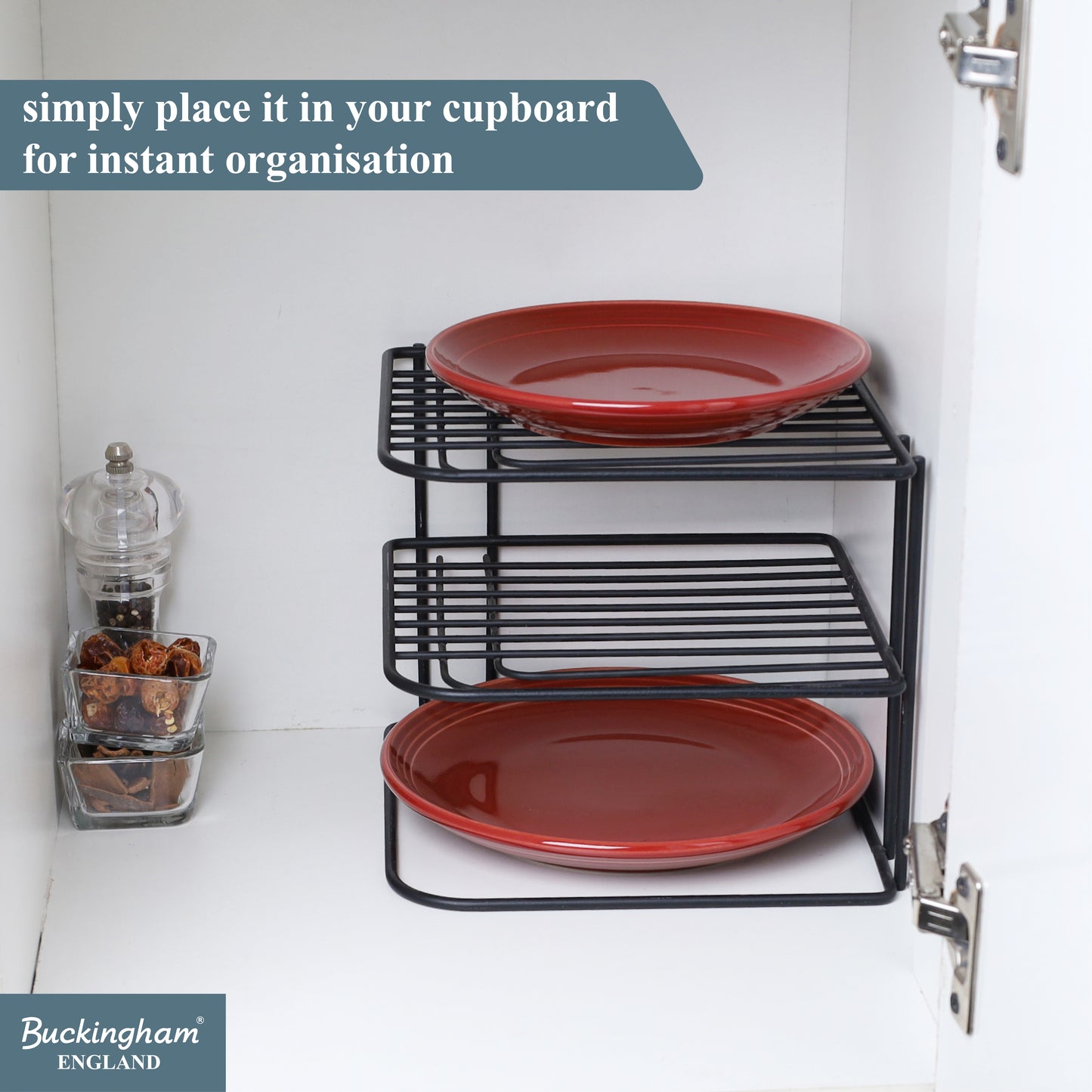 Buckingham 3 Tier Corner Plate Storage Rack 22.5 cm