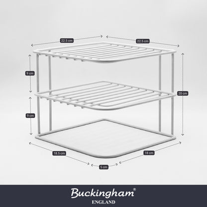 Buckingham 3 Tier Corner Plate Storage Rack 22.5 cm